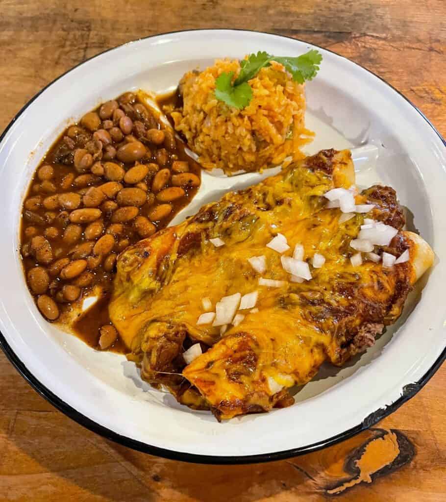 brisket enchiladas from Stiles Switch in Austin, Texas