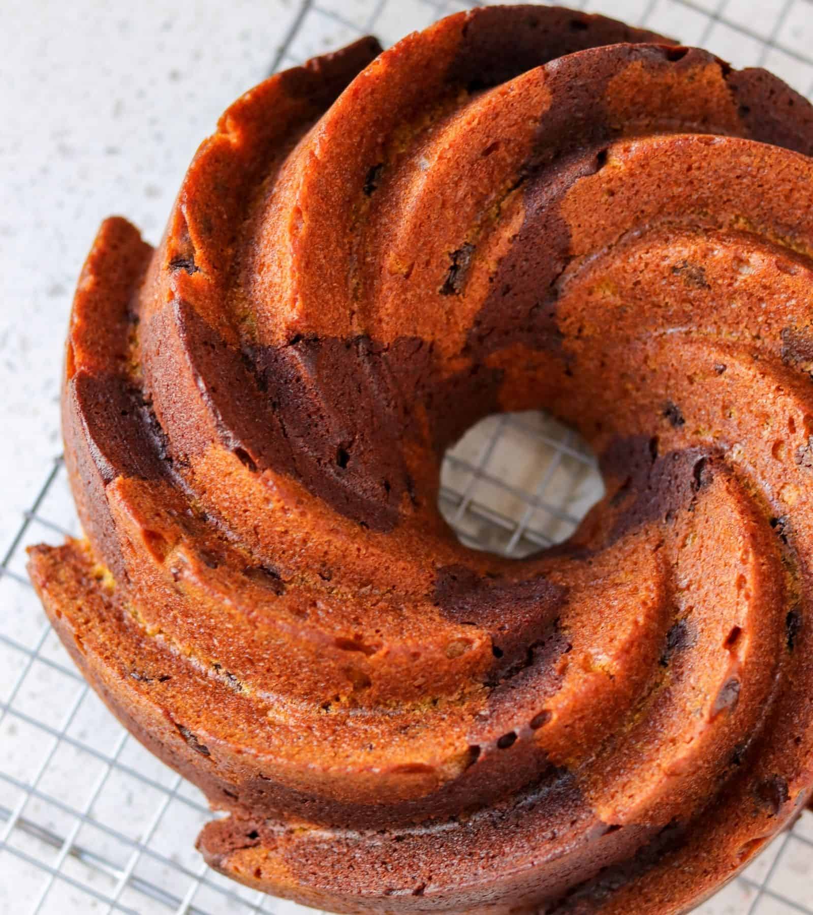 Mini Chocolate Pumpkin Bundt Cakes