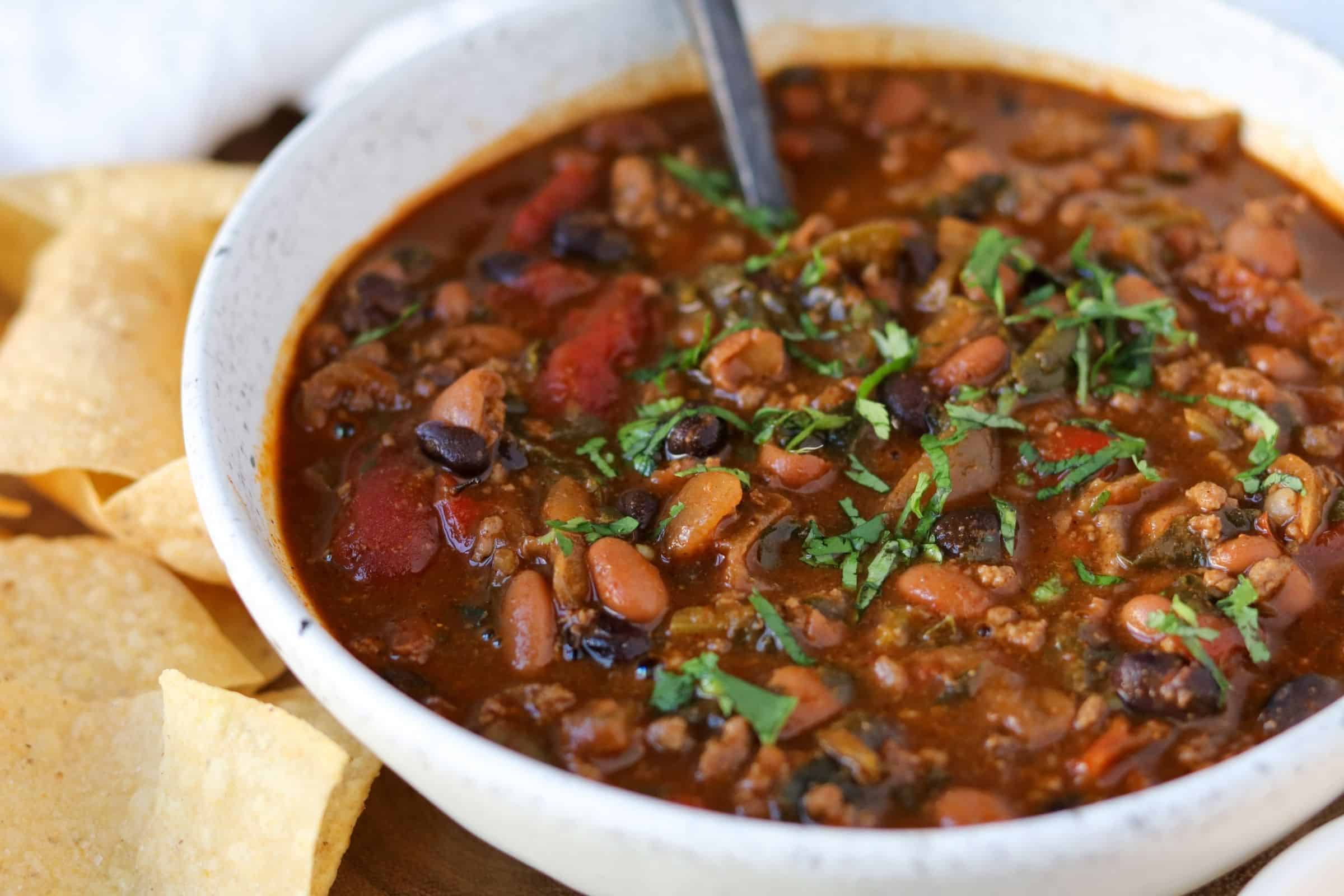 Easy High Protein Taco Chili (Stovetop, Instant Pot, or Slow Cooker)