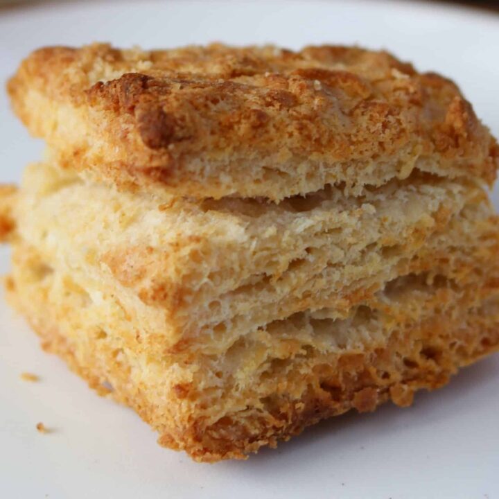air fried biscuit on a white plate