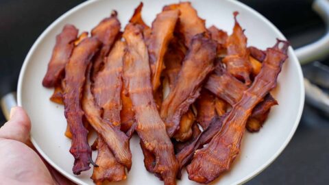 smoked Traeger chicken jerky on a plate