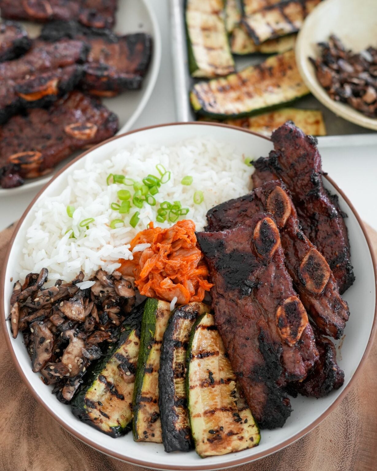 Korean BBQ Flanken Short Ribs with Grilled Vegetables