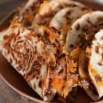cheddar bacon ranch turkey quesadillas on a plate