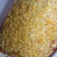 smoked hash brown casserole on a Traeger grill