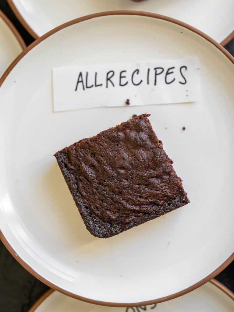 A corner slice of brownie from AllRecipes.