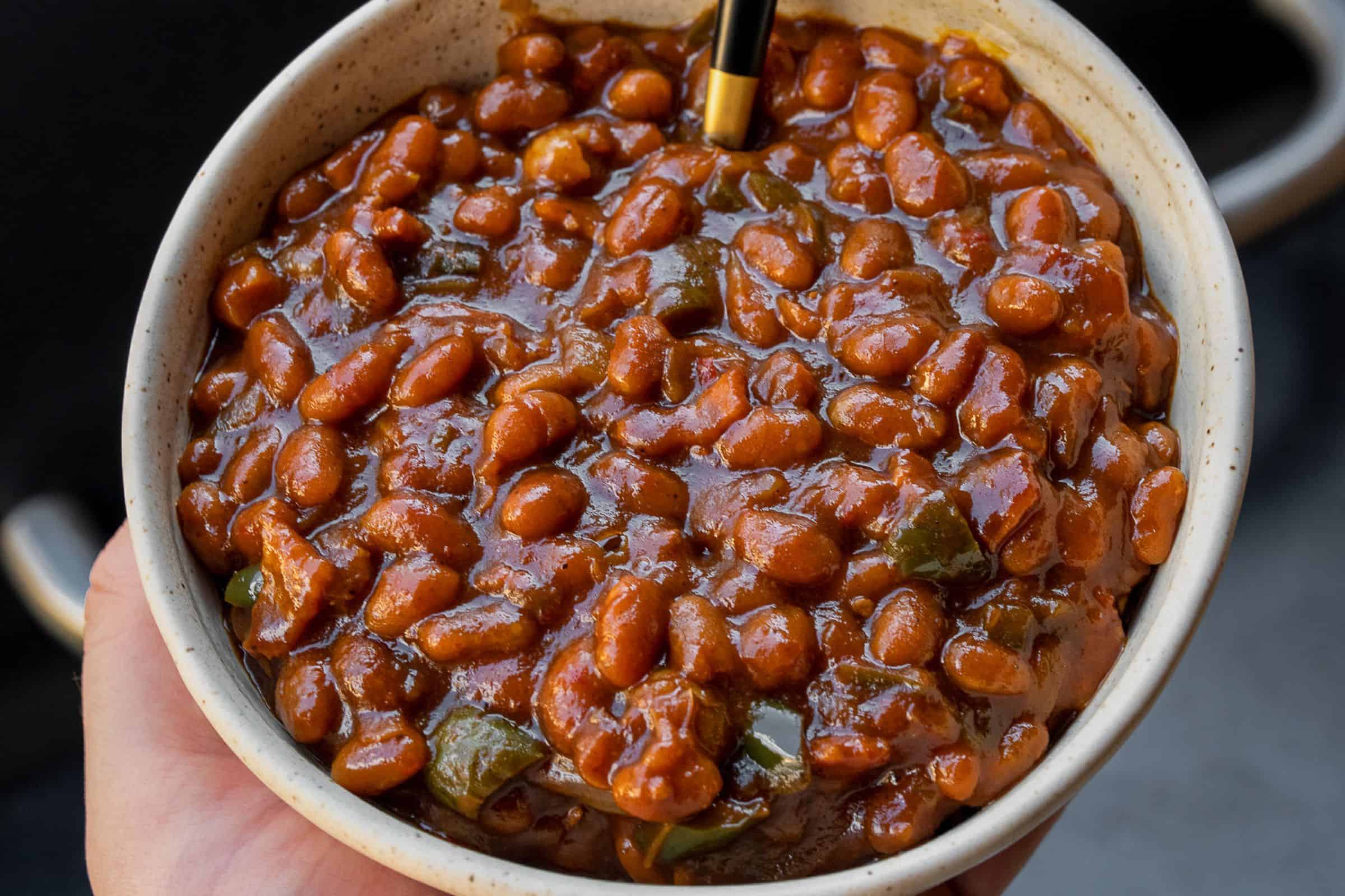 Smoked Baked Beans with Brown Sugar and Bacon - Hey Grill, Hey