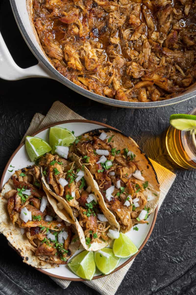 Mexican Style Dutch Oven Pulled Chicken