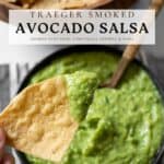 tortilla chip with smoked guacamole salsa on it
