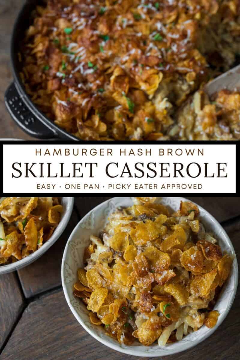 One Skillet Hamburger Hash Brown Casserole