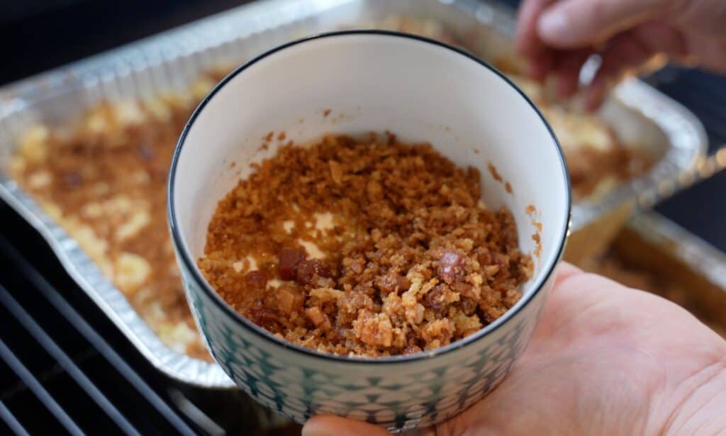 toasted panko breadcrumbs with pancetta before going on smoked mac and cheese